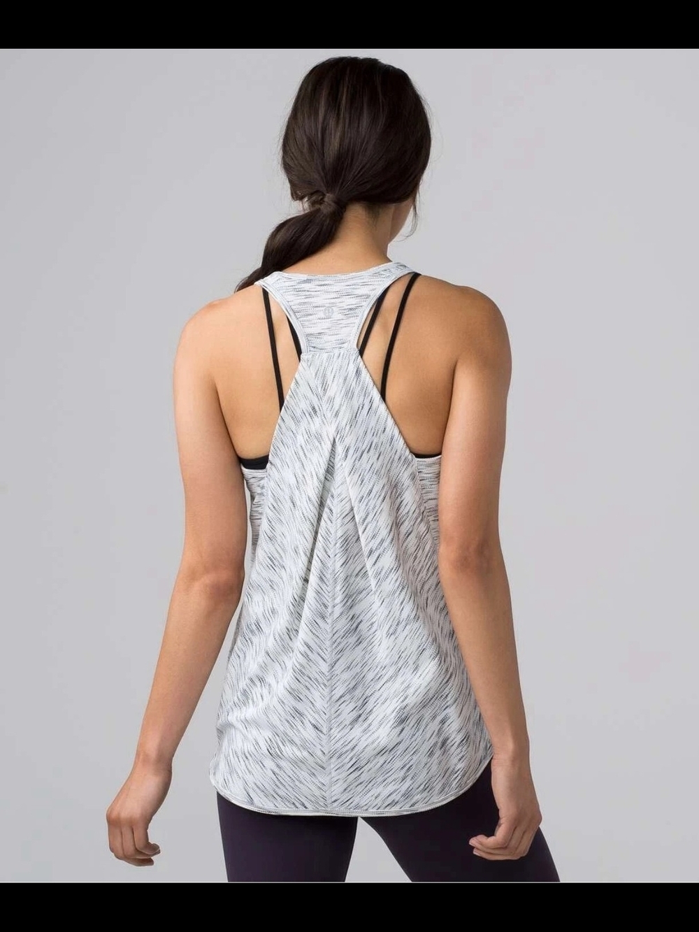Lululemon Essential Tank Top Gray Tiger Space Dye Black White Racerback Size 6